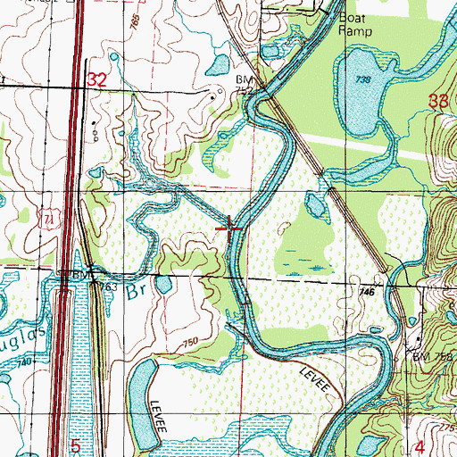 Topographic Map of Douglas Branch, MO