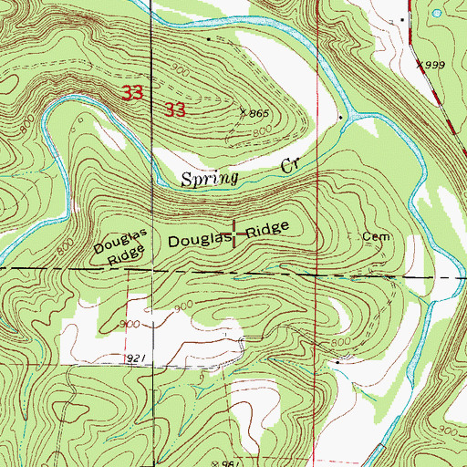 Topographic Map of Douglas Ridge, MO