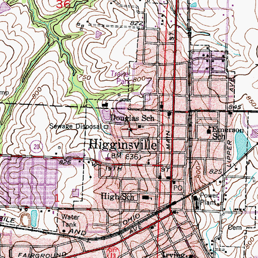 Topographic Map of Douglas School (historical), MO