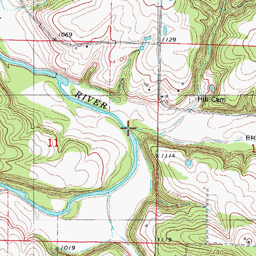 Topographic Map of Dousinbury Creek, MO