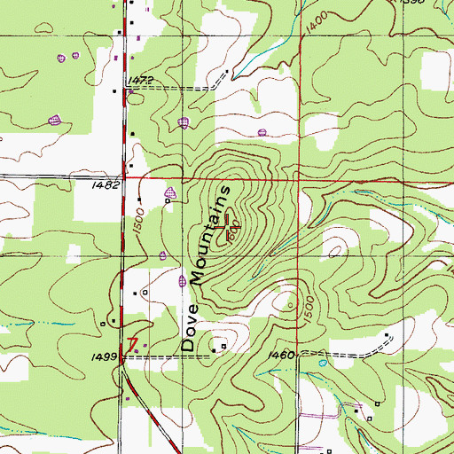 Topographic Map of Dove Mountains, MO