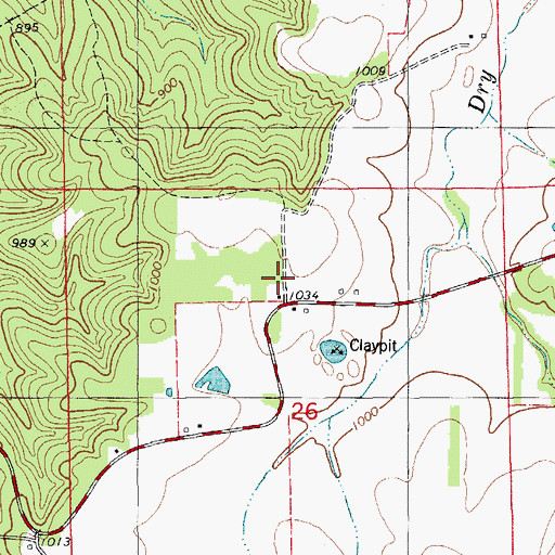 Topographic Map of Dover School, MO