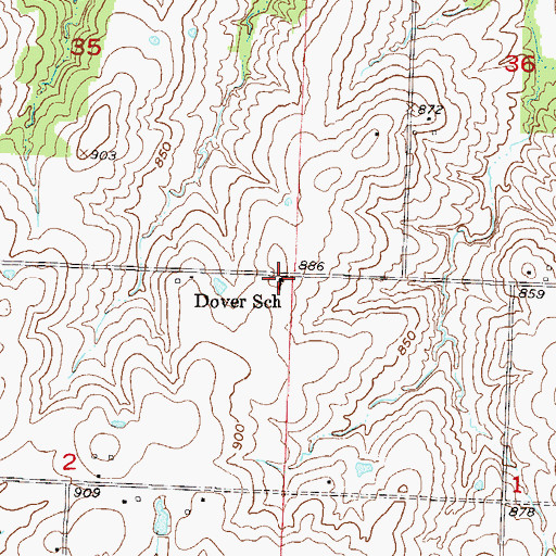 Topographic Map of Dover School (historical), MO
