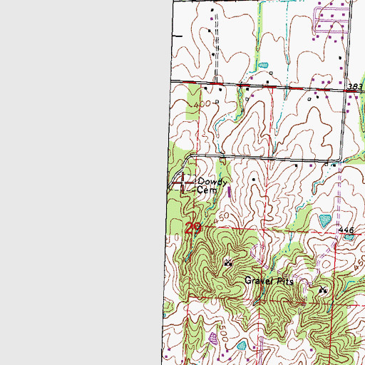 Topographic Map of Dowdy Cemetery, MO
