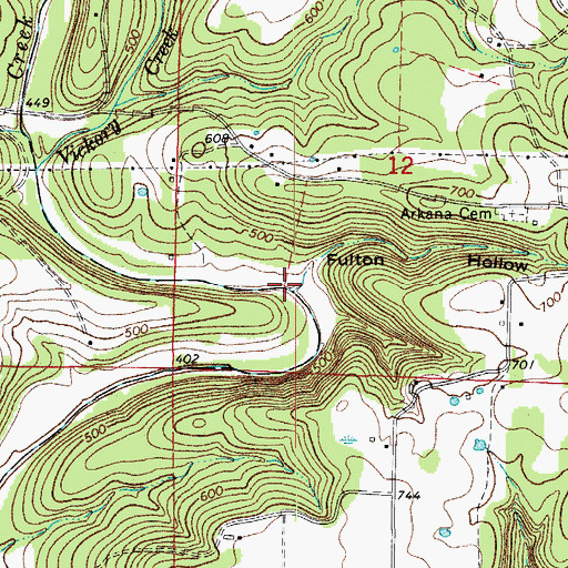 Topographic Map of Fulton Hollow, AR