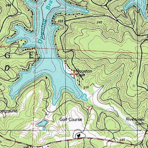 Topographic Map of Downing Cemetery, MO