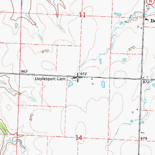 Topographic Map of Doylesport Cemetery, MO
