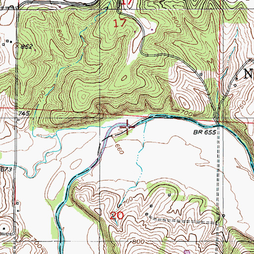 Topographic Map of Draffen Branch, MO