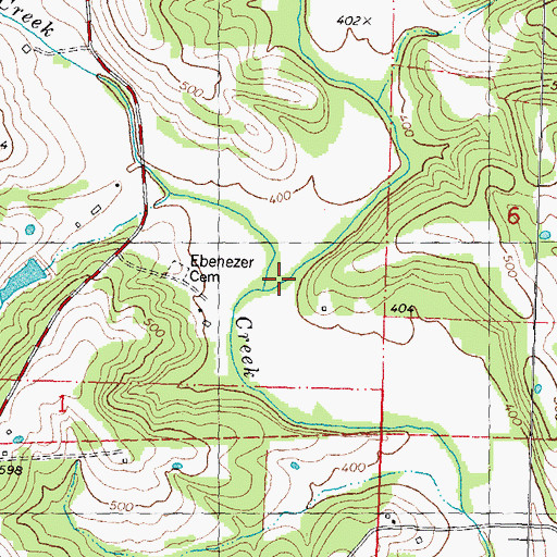 Topographic Map of Drunken Creek, MO