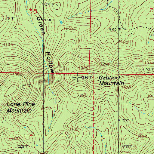 Topographic Map of Gabbert Mountain, AR