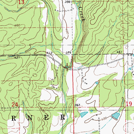 Topographic Map of Dry Branch, MO