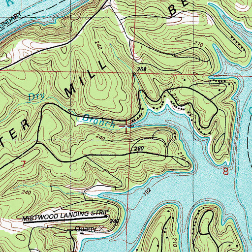 Topographic Map of Dry Branch, MO