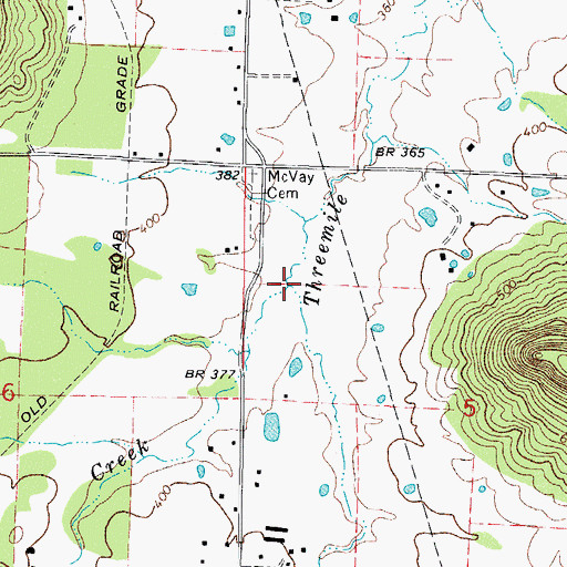 Topographic Map of Gack Creek, AR
