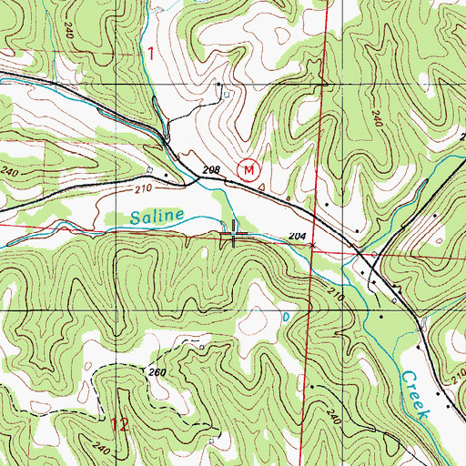 Topographic Map of Dry Branch, MO