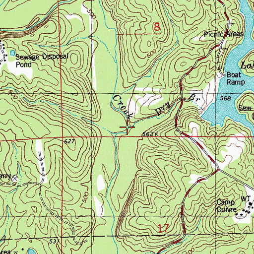 Topographic Map of Dry Branch, MO