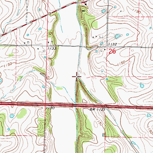 Topographic Map of Dry Branch, MO