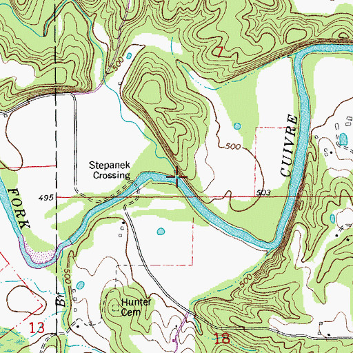 Topographic Map of Dry Branch, MO