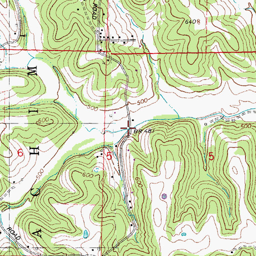 Topographic Map of Dry Creek, MO