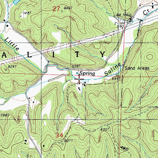 Topographic Map of Dry Creek, MO