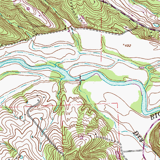 Topographic Map of Dry Creek, MO