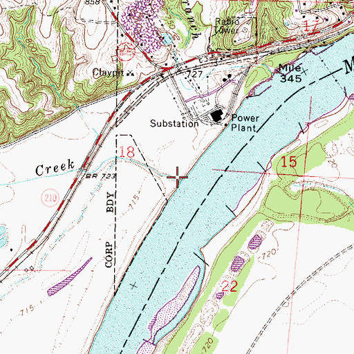 Topographic Map of Dry Creek, MO