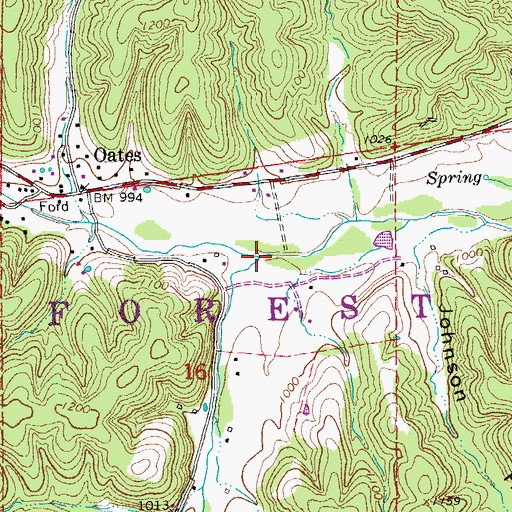 Topographic Map of Dry Fork, MO