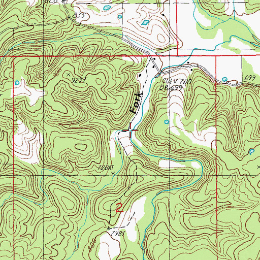 Topographic Map of Dry Fork, MO