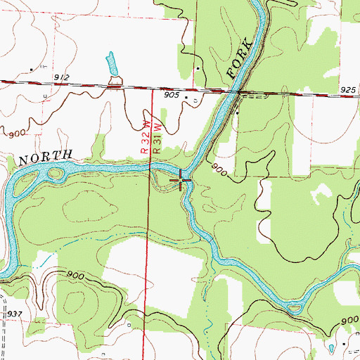 Topographic Map of Dry Fork, MO
