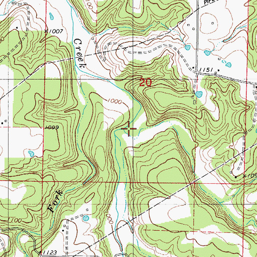 Topographic Map of Dry Fork, MO