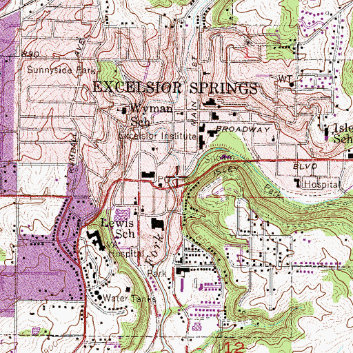 Topographic Map of Dry Fork, MO