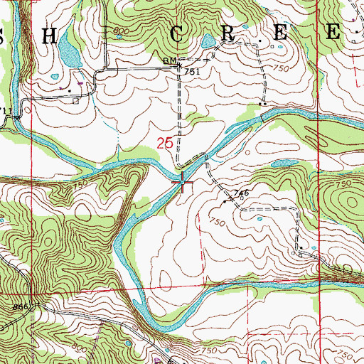 Topographic Map of Dry Fork, MO