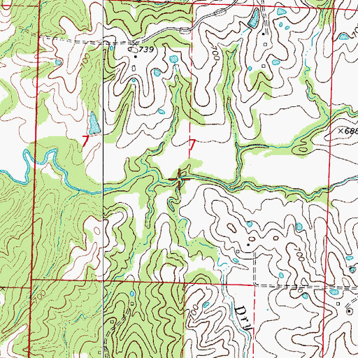 Topographic Map of Dry Fork, MO