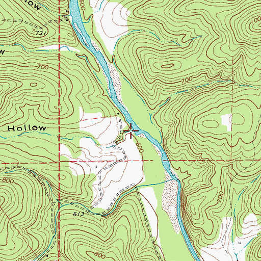Topographic Map of Dry Hollow, MO