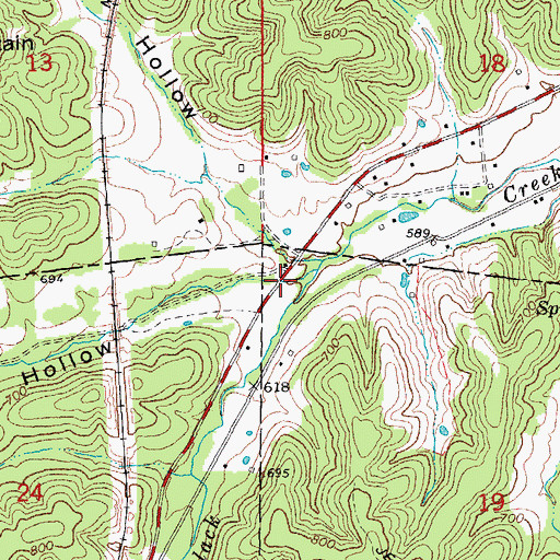 Topographic Map of Dry Hollow, MO