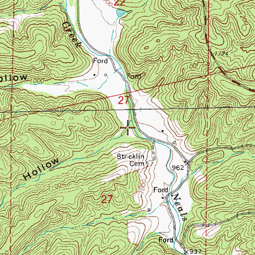 Topographic Map of Dry Hollow, MO