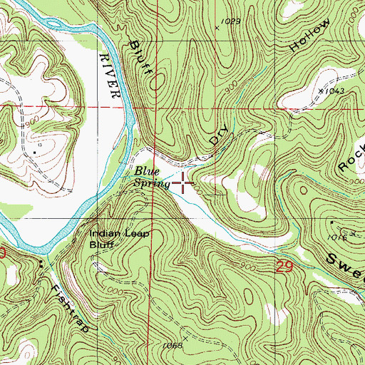 Topographic Map of Dry Hollow, MO