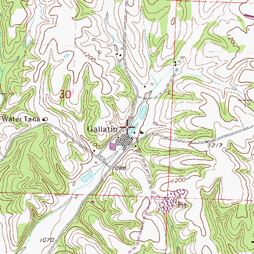 Topographic Map of Gallatin, AR