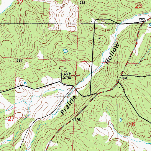 Topographic Map of Dry Sink, MO
