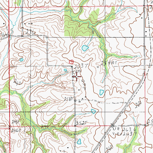 Topographic Map of Dryden Cemetery, MO