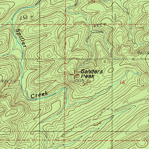 Topographic Map of Ganders Peak, AR