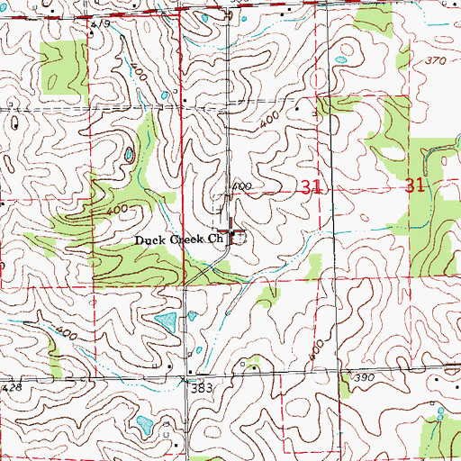Topographic Map of Duck Creek Church, MO