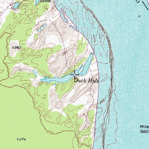 Topographic Map of Duck Hole, MO