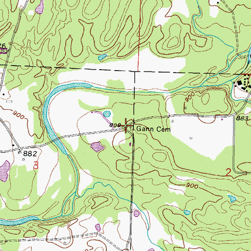 Topographic Map of Gann Cemetery, AR