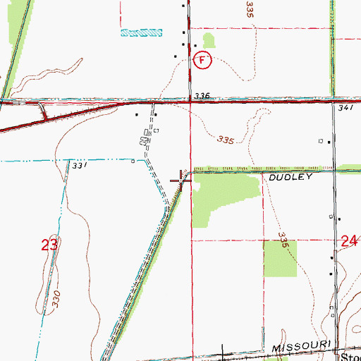 Topographic Map of Dudley Main Ditch, MO