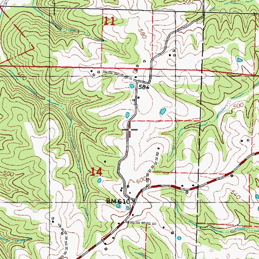 Topographic Map of Duggins School (historical), MO