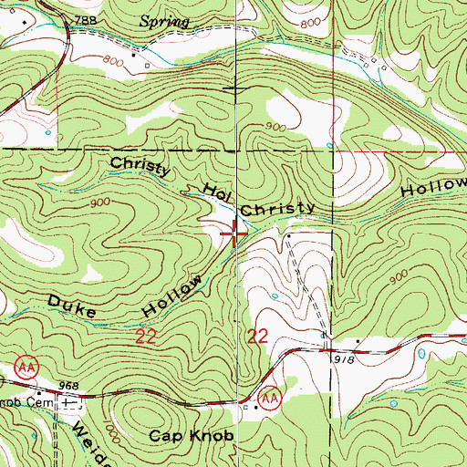 Topographic Map of Duke Hollow, MO