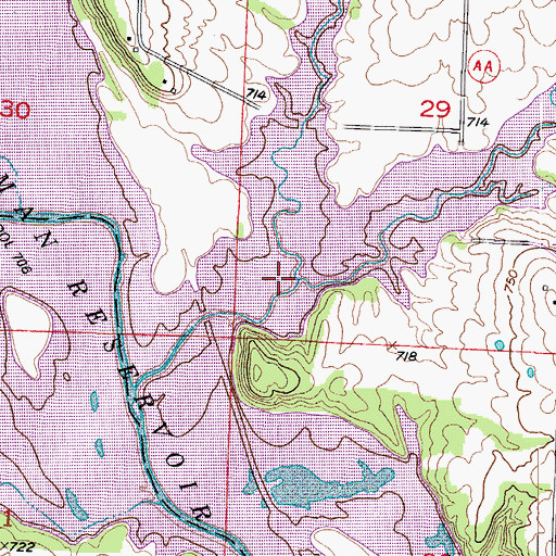 Topographic Map of Dumpling Creek, MO