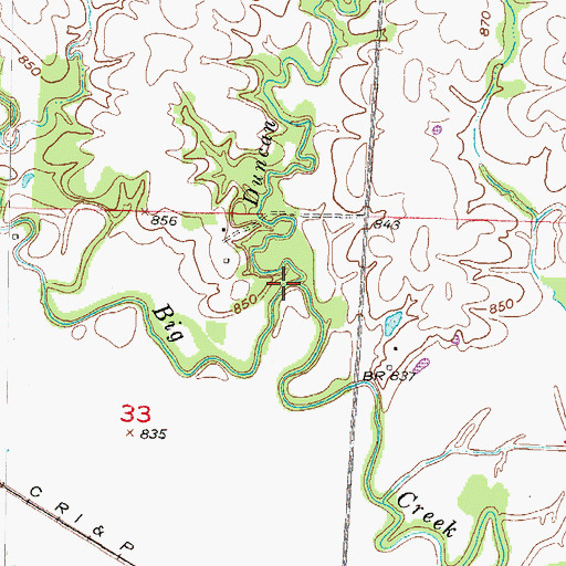 Topographic Map of Duncan Branch, MO