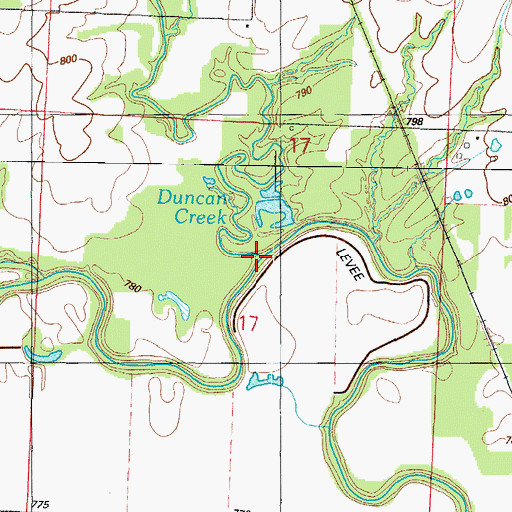 Topographic Map of Duncan Creek, MO
