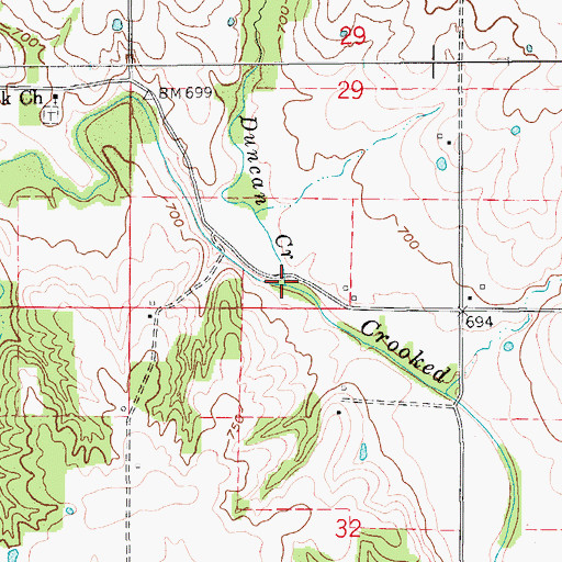 Topographic Map of Duncan Creek, MO